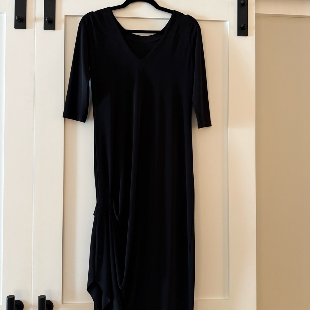 Elegant Black Sympli Reversible Drama Dress